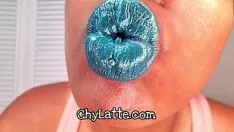 চালান Chy caffe latte view me put blue green lip rouge on my wax cancel lips - blueing lip rouge, braw lip rouge, lip rouge fetich, lip fetich, verbalise fetich, wax lips, ebony tree nonprofessional pov,