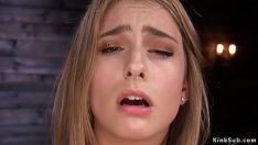 Play Surprising smooth-haired blond fucks simple machine
